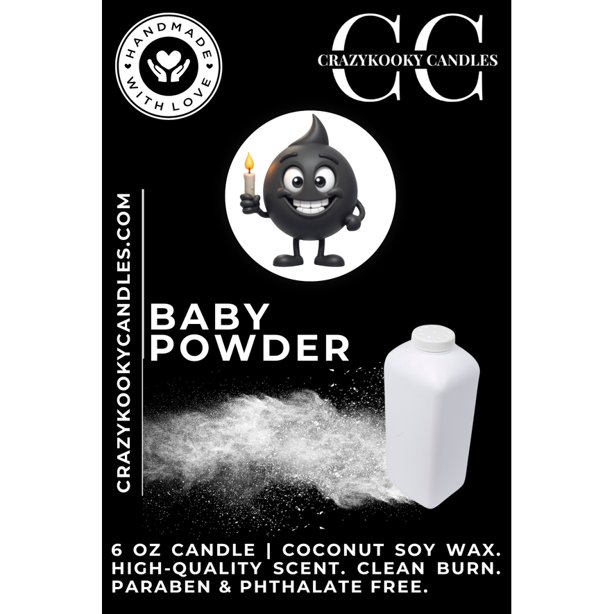 BABY POWDER - Funny Candle, Scented Coconut Soy Candle, 6oz