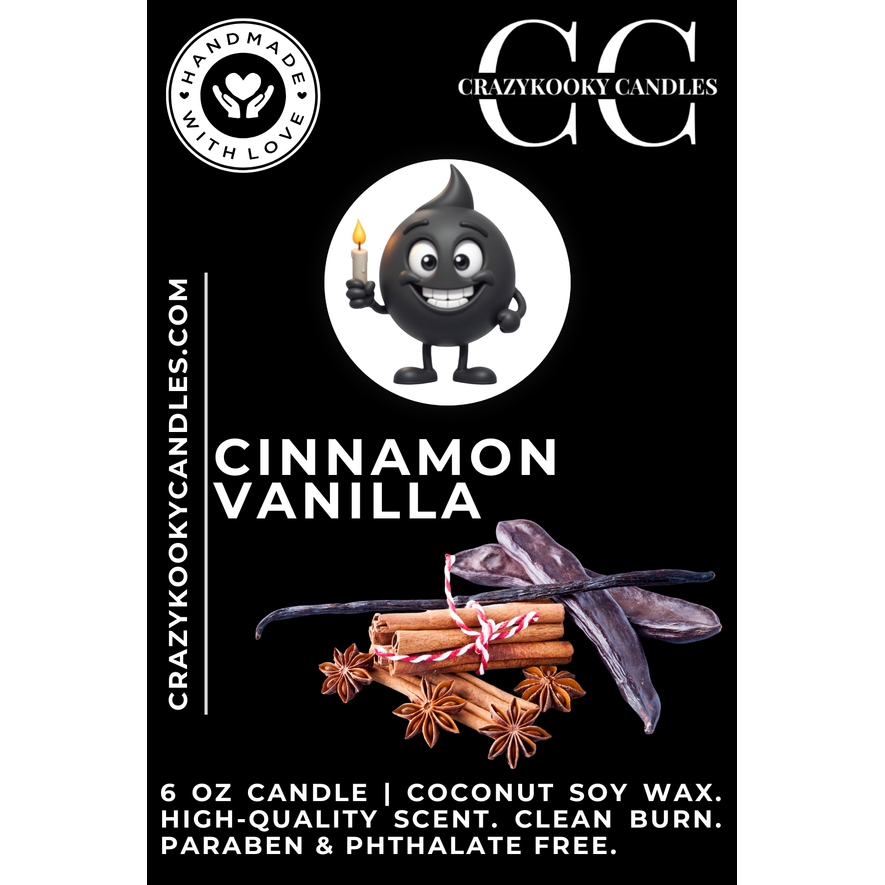 CINNAMON VANILLA - Funny Candle, Scented Coconut Soy Candle, 6oz