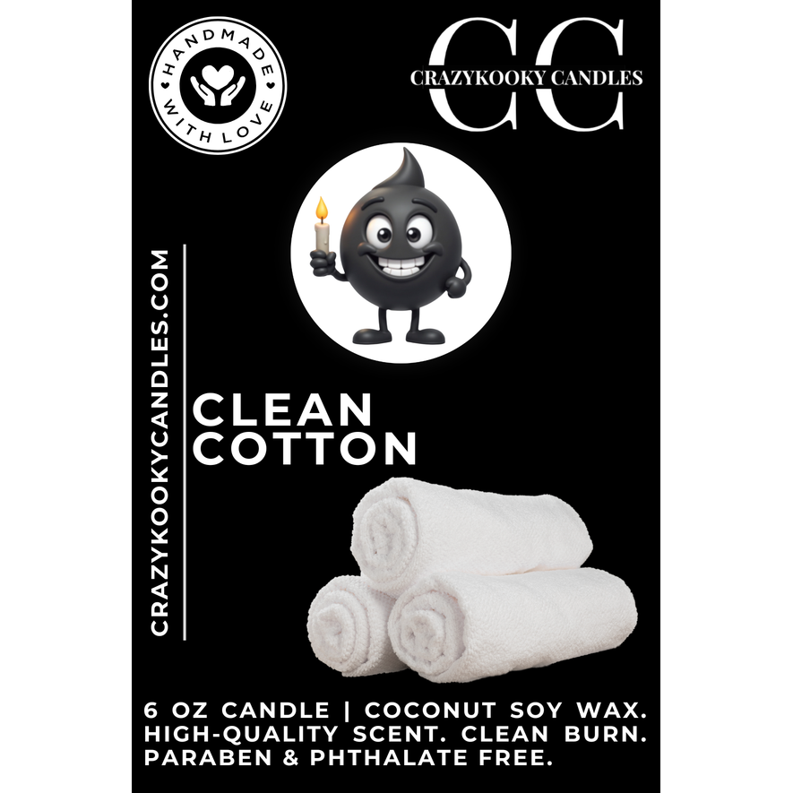 CLEAN COTTON - Funny Candle, Scented Coconut Soy Candle, 6oz
