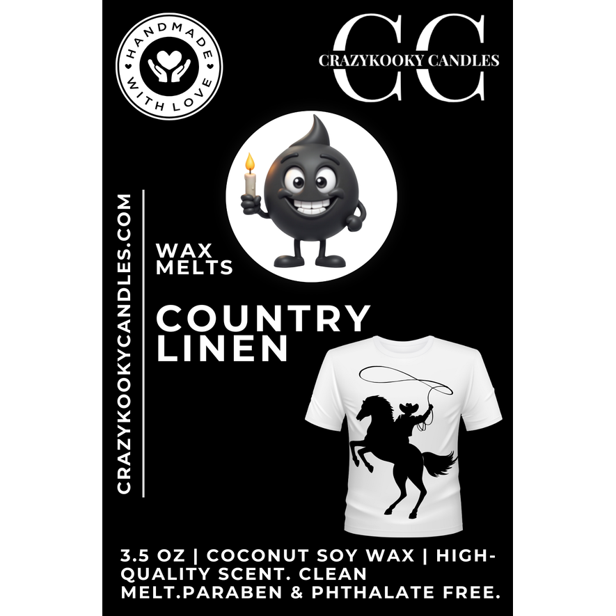 COUNTRY LINEN - Wax Melts, Scented Coconut Soy, 3.5oz