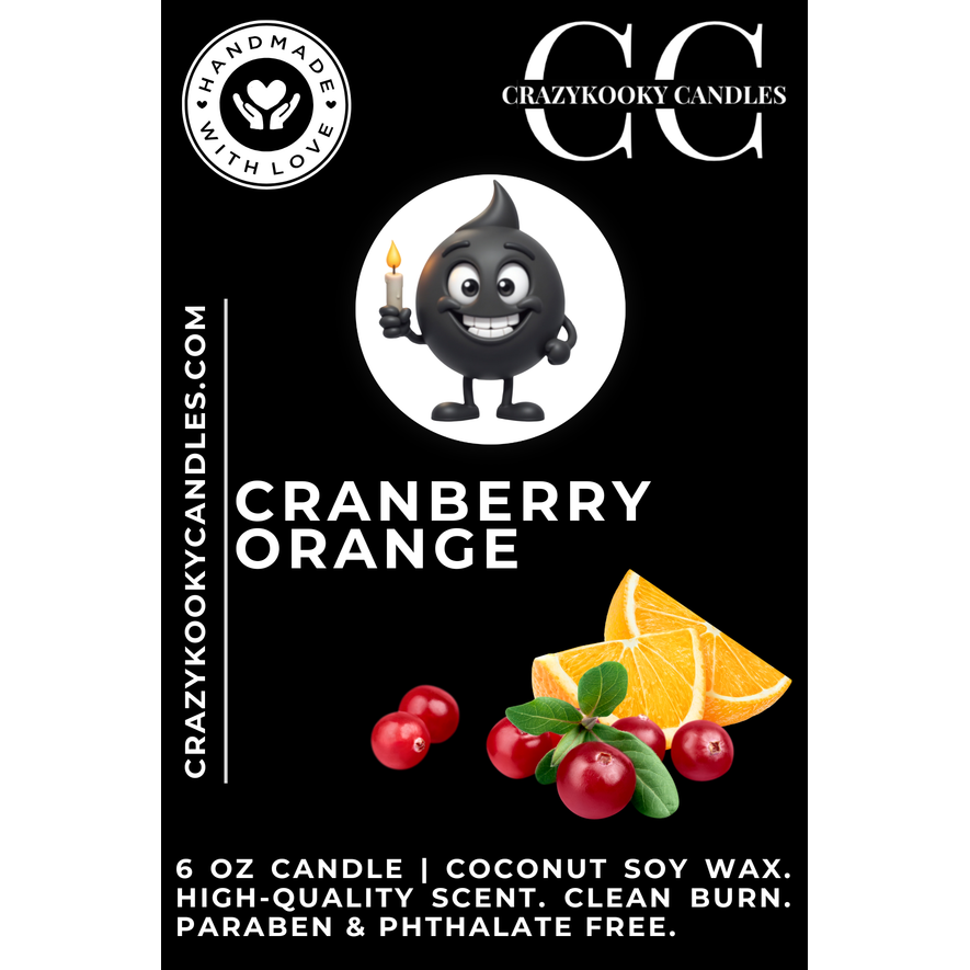 CRANBERRY ORANGE - Funny Candle, Scented Coconut Soy Candle, 6oz