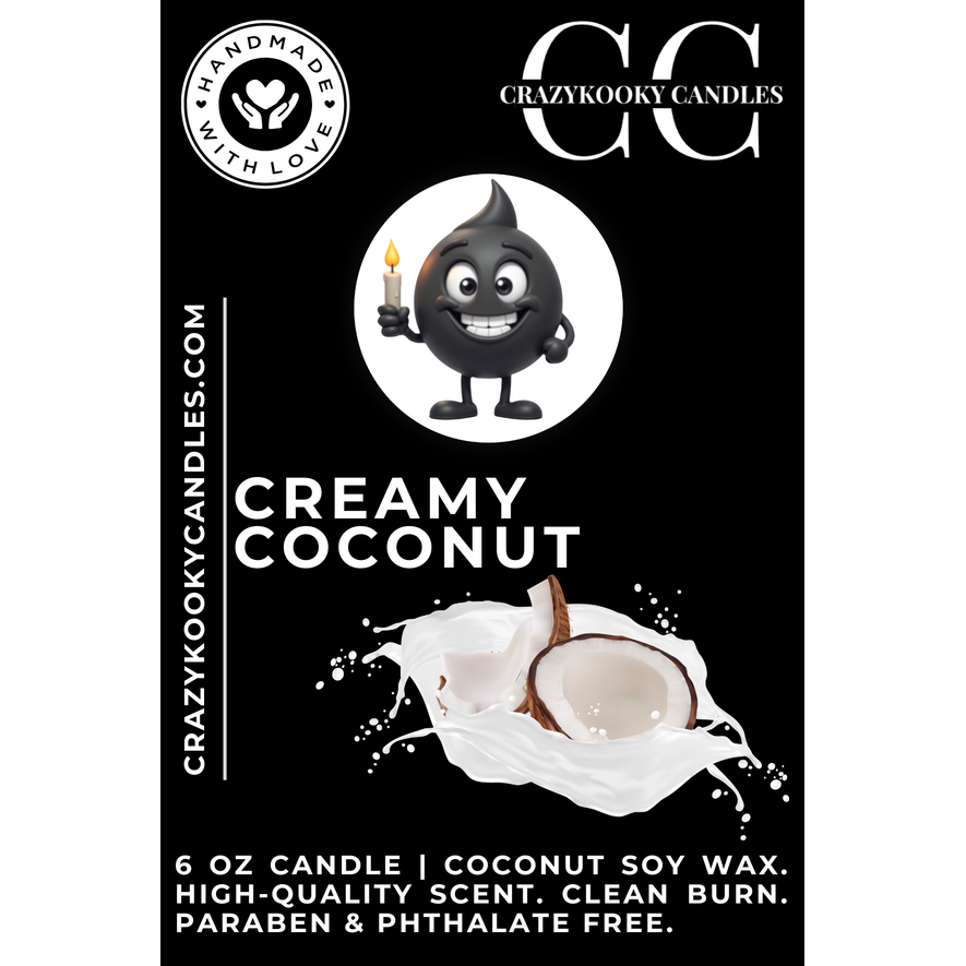 CREAMY COCONUT - Funny Candle, Scented Coconut Soy Candle, 6oz