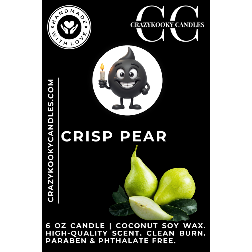 CRISP PEAR - Funny Candle, Scented Coconut Soy Candle, 6oz