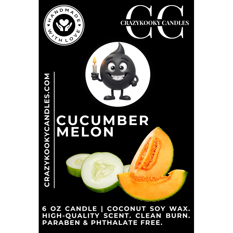 CUCUMBER MELON - Funny Candle, Scented Coconut Soy Candle, 6oz