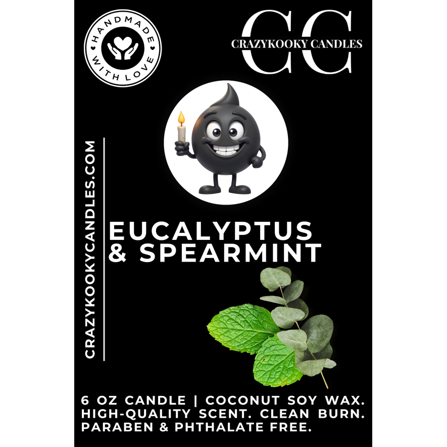 EUCALYPTUS & SPEARMINT - Funny Candle, Scented Coconut Soy Candle, 6oz