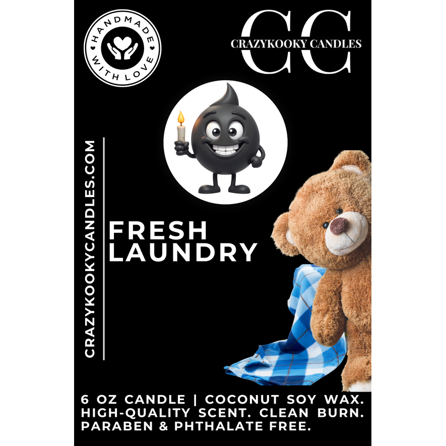 FRESH LAUNDRY - Funny Candle, Scented Coconut Soy Candle, 6oz