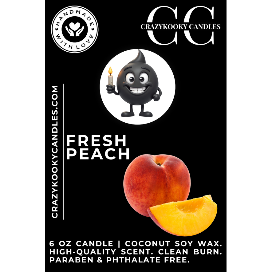 FRESH PEACH - Funny Candle, Scented Coconut Soy Candle, 6oz