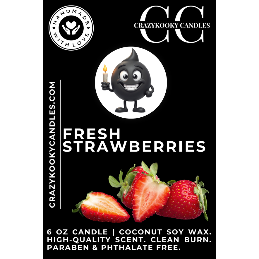FRESH STRAWBERRIES - Funny Candle, Scented Coconut Soy Candle, 6oz