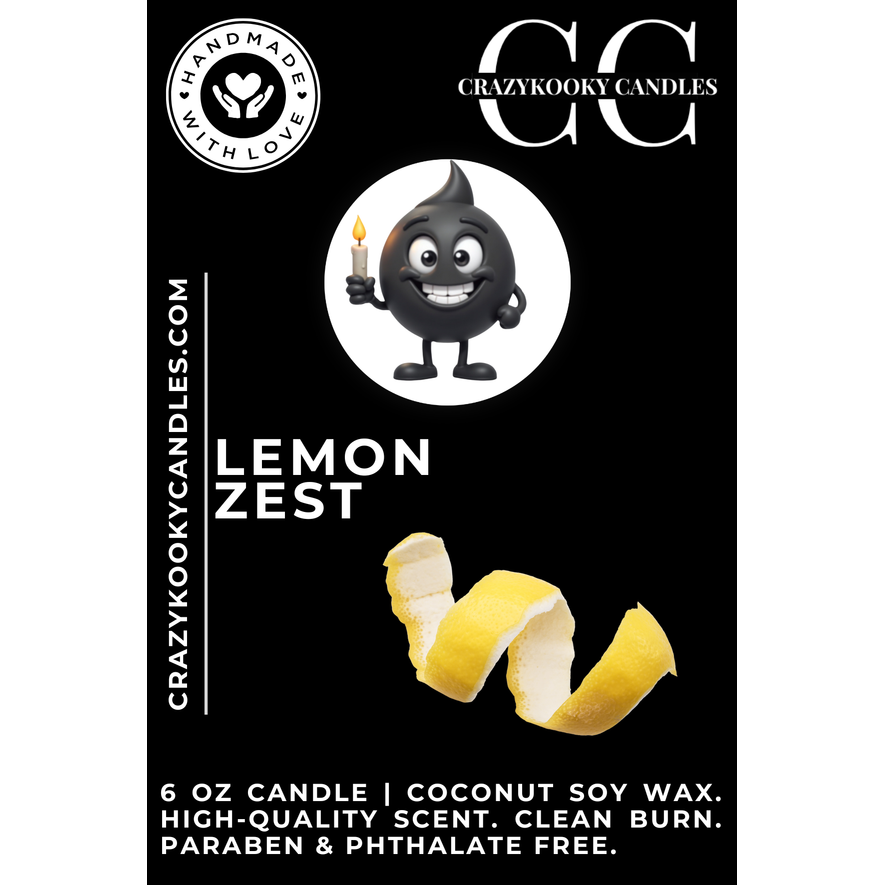 LEMON ZEST - Funny Candle, Scented Coconut Soy Candle, 6oz