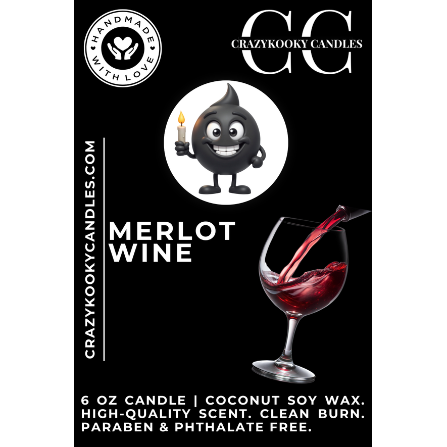 MERLOT WINE - Funny Candle, Scented Coconut Soy Candle, 6oz