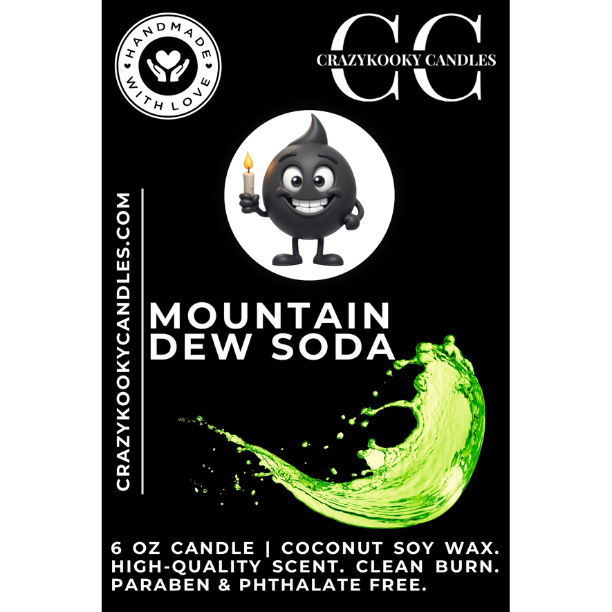 MOUNTAIN DEW SODA - Funny Candle, Scented Coconut Soy Candle, 6oz