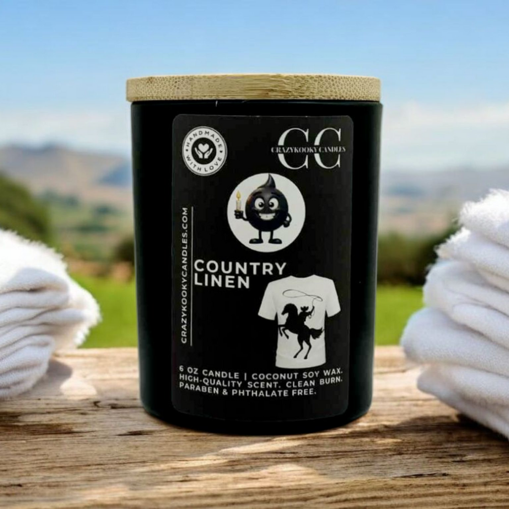 COUNTRY LINEN - Funny Candle, Scented Coconut Soy Candle, 6oz