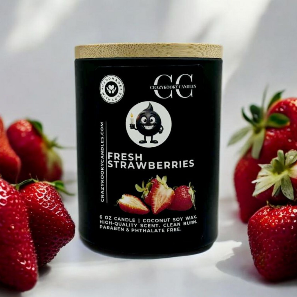 FRESH STRAWBERRIES - Funny Candle, Scented Coconut Soy Candle, 6oz