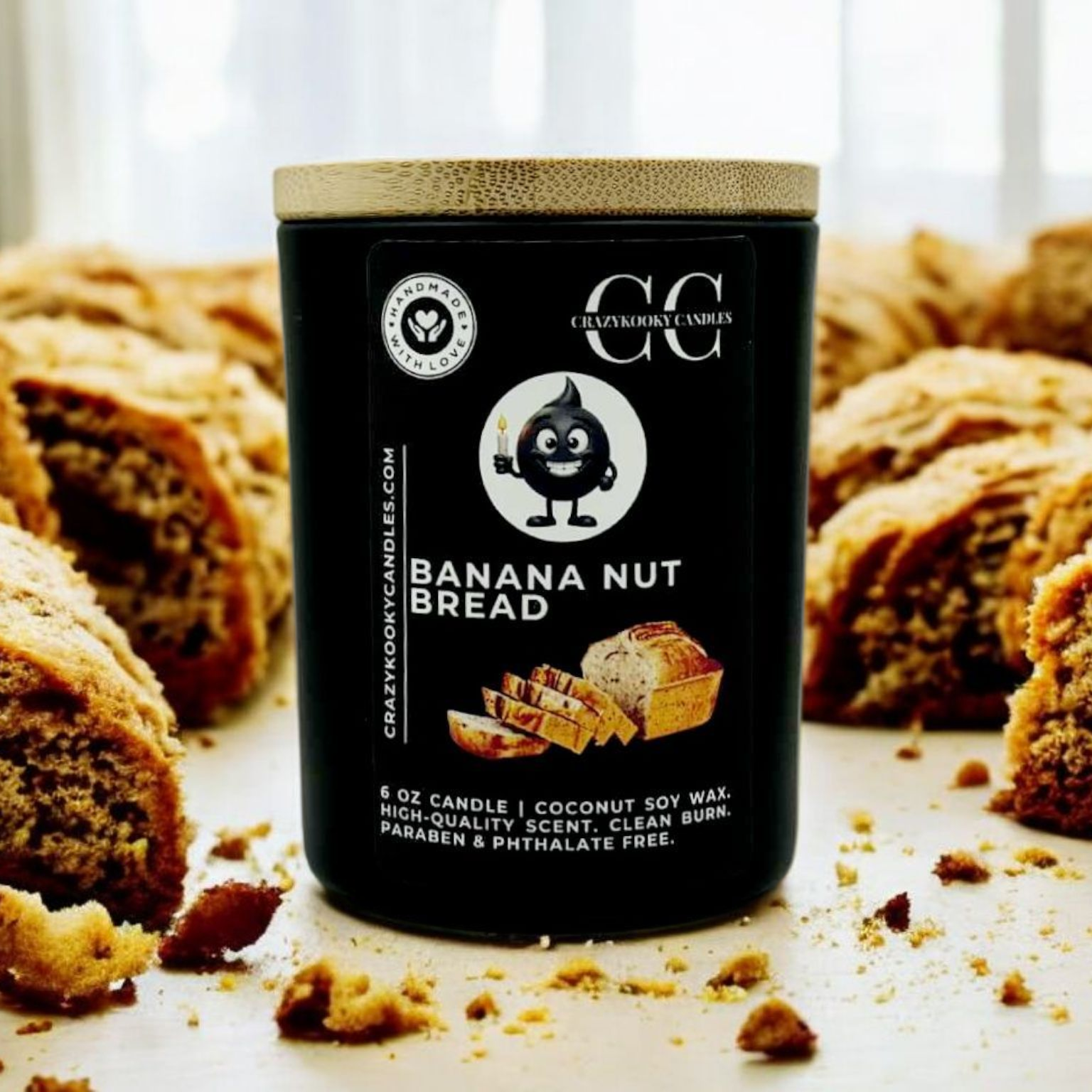 BANANA NUT BREAD - Funny Candle, Scented Coconut Soy Candle, 6oz
