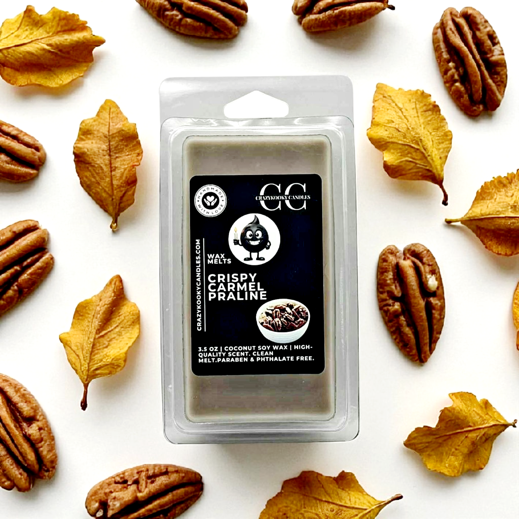 CRIPSY CARMEL PRALINE - Wax Melts, Scented Coconut Soy, 3.5oz