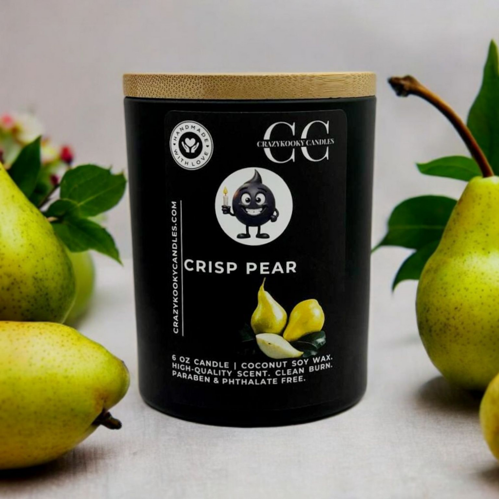 CRISP PEAR - Funny Candle, Scented Coconut Soy Candle, 6oz