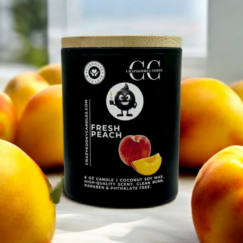FRESH PEACH - Funny Candle, Scented Coconut Soy Candle, 6oz