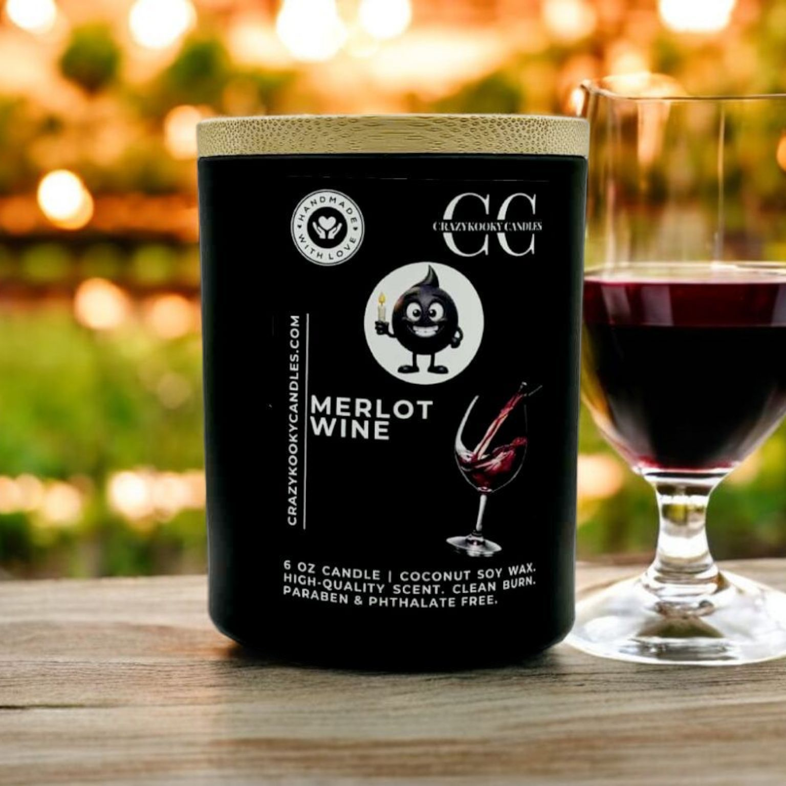 MERLOT WINE - Funny Candle, Scented Coconut Soy Candle, 6oz