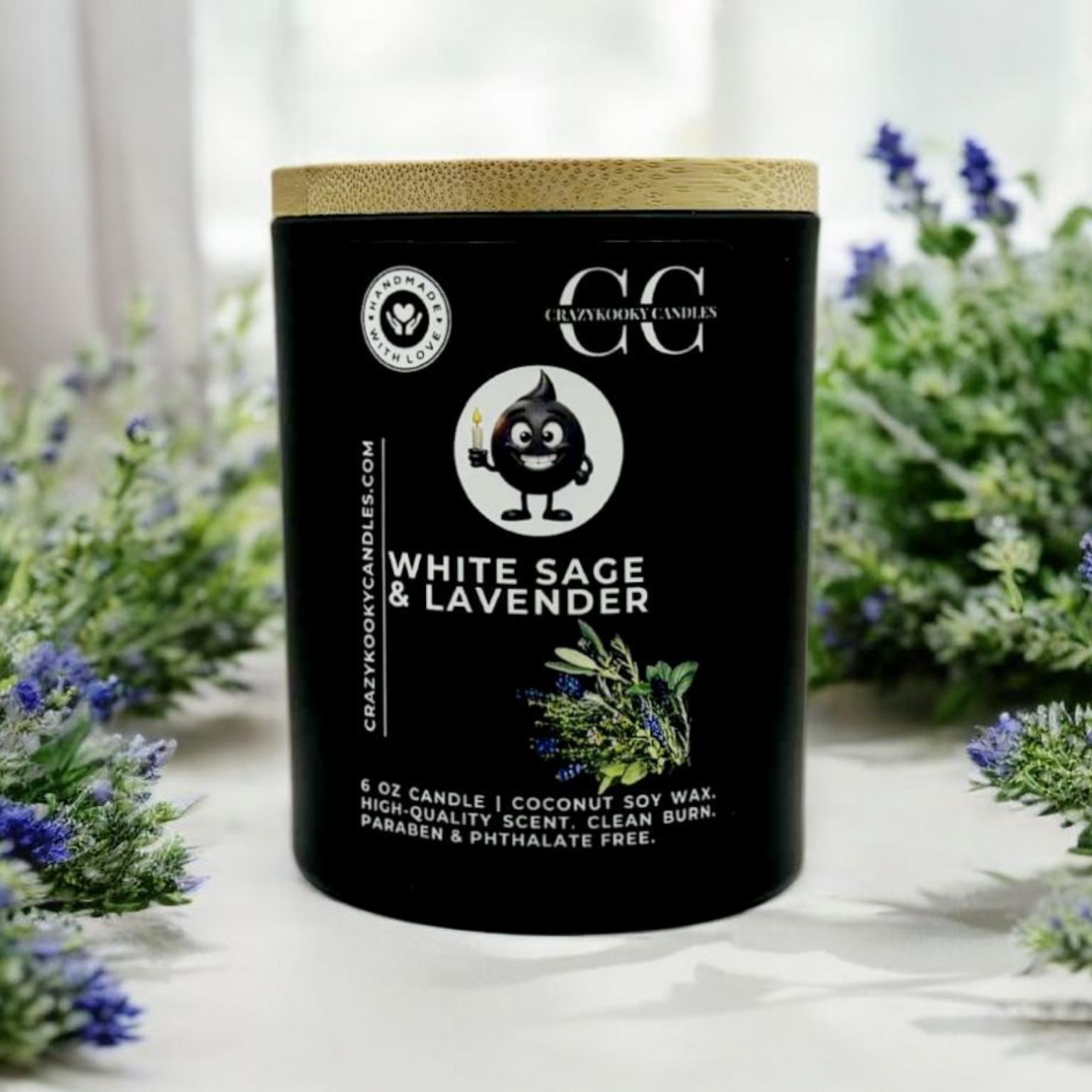 WHITE SAGE & LAVENDER - Funny Candle, Scented Coconut Soy Candle, 6oz