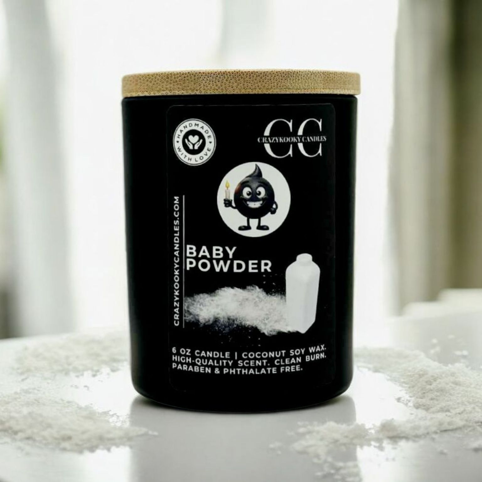 BABY POWDER - Funny Candle, Scented Coconut Soy Candle, 6oz