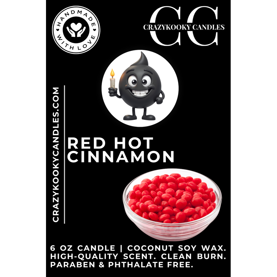 RED HOT CINNAMON - Funny Candle, Scented Coconut Soy Candle, 6oz