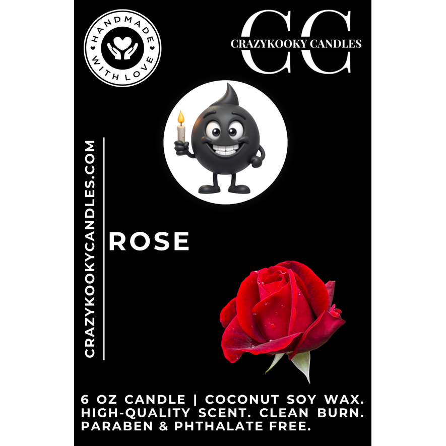 ROSE - Funny Candle, Scented Coconut Soy Candle, 6oz