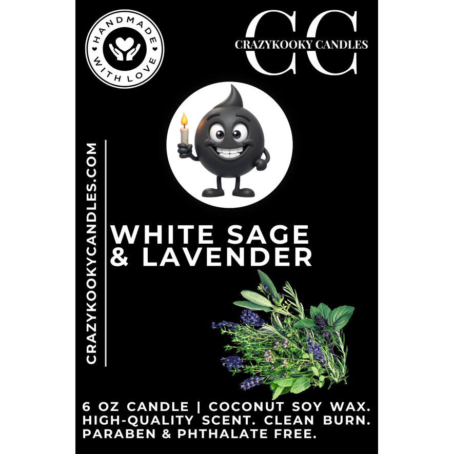 WHITE SAGE & LAVENDER - Funny Candle, Scented Coconut Soy Candle, 6oz