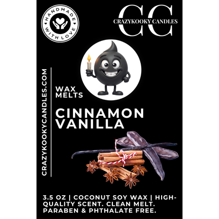 CINNAMON VANILLA - Wax Melts, Scented Coconut Soy, 3.5oz