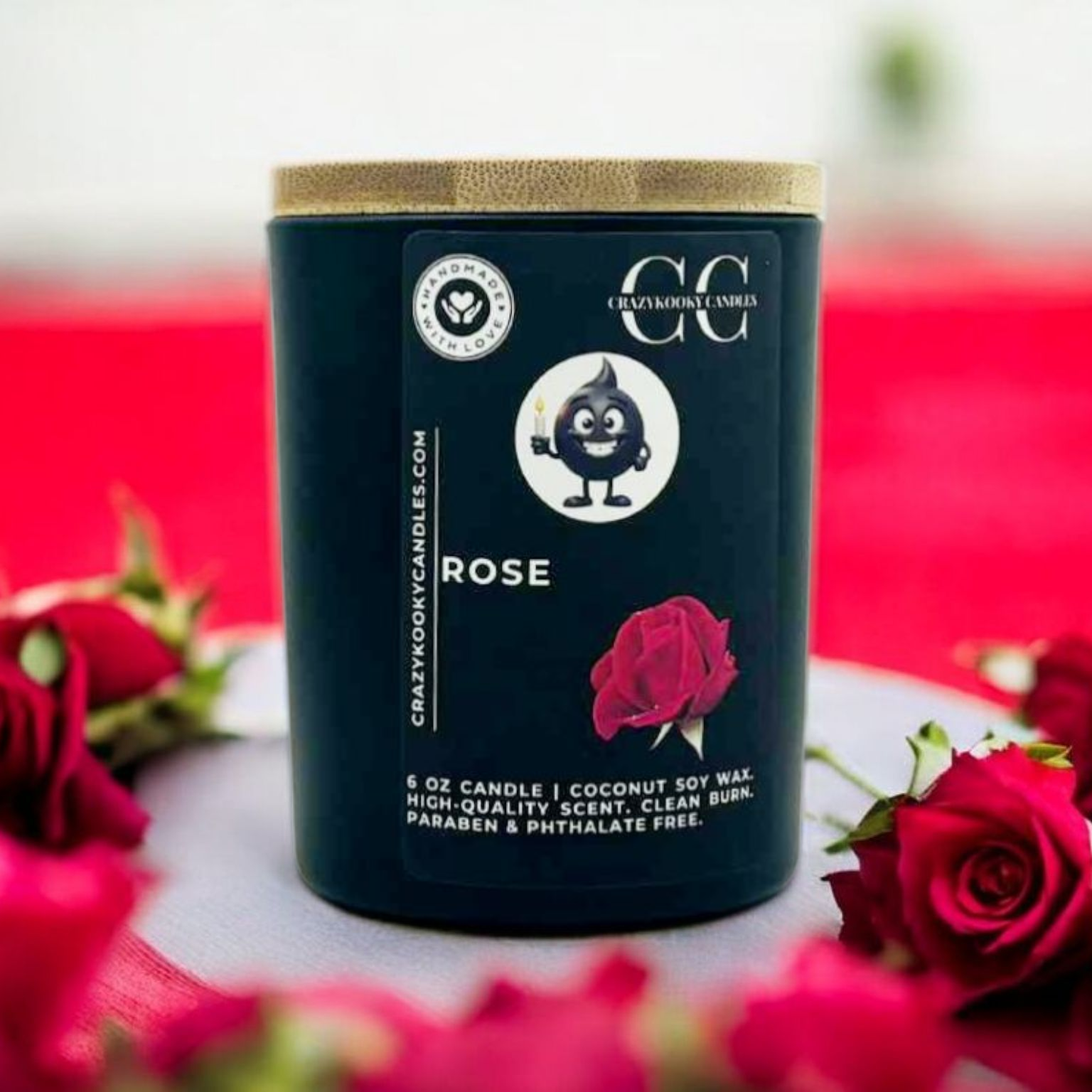 ROSE - Funny Candle, Scented Coconut Soy Candle, 6oz