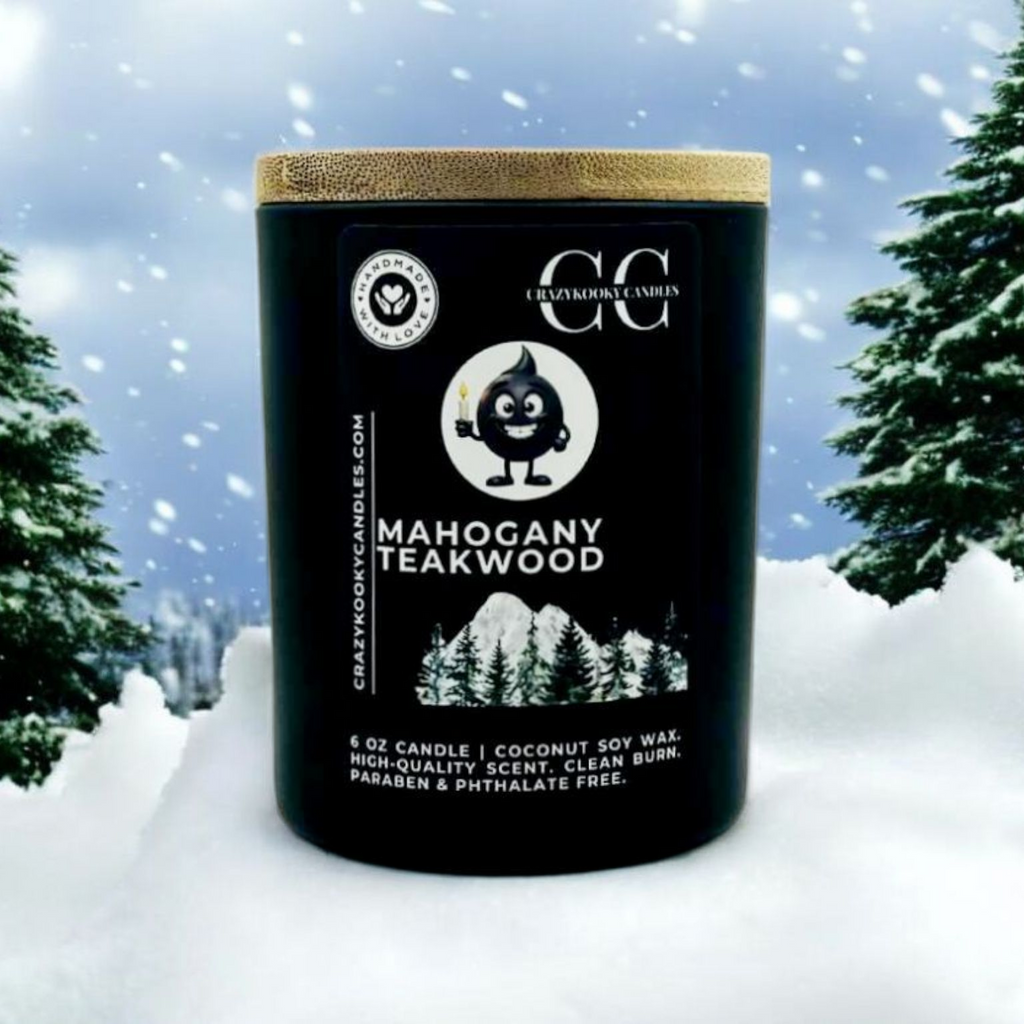MAHOGANY TEAKWOOD - Funny Candle, Scented Coconut Soy Candle, 6oz